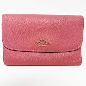 Coach Medium Envelope Wallet Pebbled Leather Pink